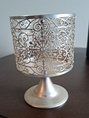 Silver Filigree Pedestal Candle Holder with Rhinestones - Bath And body Works